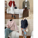 Amozae-Autumn Casual Outfits Amozae-Pink Pan Button Woolen Jacket