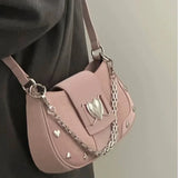 Amozae-New Fashion Shoulder Bag 2024 PU Bags for Women Sweet Cool Subculture Pink Crossbody Bag сумка Bolsas