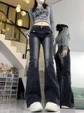 Amozae-Flare Jeans High Quality Low Waist Slim Tight Black Bell Bottoms 90s Lady Fashion Denim Pant American Retro Gothic