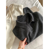 Amozae-Autumn Casual Outfits Amozae-2024 Fall Grey Polo's Sweater Pullover Women's Autumn Winter Loose Slimming Long Sleeved Knitted Sweater