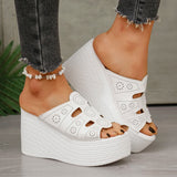 Amozae-Fashion Hollow Out Wedge Heel Sandals Women Peep Toe Chunky Platform Sandals Woman Summer Anti Slip Thick Bottom Beach Slippers
