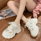 Amozae-2025 Summer Breathable Mesh Sneakers 8CM Hidden Heels Spring High Platform Sports Dad Shoes Woman Wedges Casual Chunky Sneakers