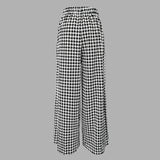 Amozae-Trendy Clothing  Autumn Women's Houndstooths Long Pants High Waisted 2024 Winter Loose Wide Leg Woman Plaid Trousers