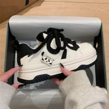 Amozae-2025 Spring and Autumn New Women's Casual Sports Shoes Comfortable Thick Bottom Panda White Shoes Popular Women's Board Shoes