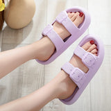 AMOZAE- - Rimocy Buckle Platform Slippers