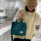 Amozae-Women Corduroy Zipper Shoulder Bag Small Cotton Canvas Handbag Casual Tote Female Eco Crossbody Bag Vintage Messenger Bags