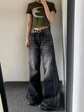 Amozae-American retro solid color women jeans Y2K high street fashion brand loose casual wide leg pants cargo pants women