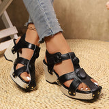 Amozae-Hollow Out Wedge Heel Gladiator Sandals for Women Closed Toe Chunky Platform Sandals Woman 2025 Summer Thick Bottom Beach Shoes