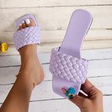 AMOZAE- - Plus Size Weaving Flat Slippers Summer Beach Flip Flops