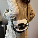 Amozae- New Arrivals Women'S Bag Handbag Ins Fashion Mixed Color Retro Crossbody Bag Saddle Bag