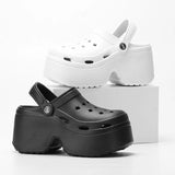 AMOZAE- - New Chunky Platform Sandals Black & White Wedge Heel Slippers