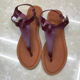 AMOZAE-- Fashionable Flat Heel Roman Sandals with Clip Toe