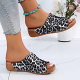 Amozae-Shoes for Women 2024 Brand Leopard Print Women's Slippers Fashion Round Toe Casual Slippers Women Summer New Wedge Slippers