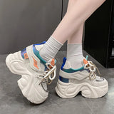 Amozae-Women Mesh Chunky Sneakers Summer High Platform Shoes 10CM High Heels Wedges Casual Shoes Woman Breathable Sports Dad Sneakers