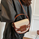 Amozae- New Arrivals Women'S Bag Handbag Ins Fashion Mixed Color Retro Crossbody Bag Saddle Bag