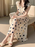 Amozae-Christmas Outfit New Year's Eve Dress party look inspos Fashion New Women Vintage Polka Dot Midi Dress Sleeveless Casual A-Line Party Prom Chic Vestidos Female Elegant Long Robe Mujers