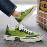 Amozae-Harajuk style Men's Green Canvas Sneakers Men Spring Summer Low Cut Canvas Shoes Men Comfortable Flat Vulcanize Shoes For Men