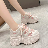 Amozae-2025 Summer Breathable Mesh Sneakers 8CM Hidden Heels Spring High Platform Sports Dad Shoes Woman Wedges Casual Chunky Sneakers