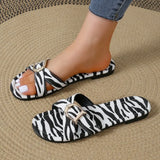 Amozae-Shoes for Women 2024 Brand Leopard Print Women's Slippers Fashion Belt Buckle Daily Slippers Women Summer Peep Toe Flat Slippers