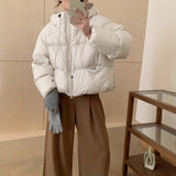 Amozae-Autumn Casual Outfits Amozae-90 White Duck Puff Fluffy Hooded Down Coat For Women 2024 Winter Thick Crop Bread Jacket