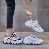 Amozae-2024 BKQU Women's Trainers New Chunky Sneakers Women Breathable Mesh Casual Shoes Sneakers Tennis Female Platform Lace Up Shoes