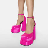 Amozae-New Fashion Women Pumps Retro Mary Janes Chunky Heels Sandals Spring Platform Dress Party Wedding Basic Shoes Woman Big Size