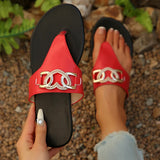 Amozae-Fashion Metal Decor Summer Flip Flops for Women Lightweight Clip Toe Flat Sandals Woman Comfortable Non Slip Beach Slippers 2025