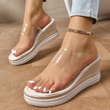 Amozae-Transparent PVC Wedge Heels Sandals Women Summer Fashion Chunky Platform Slippers Woman Anti Slip Thick Sole Beach Slides Shoes