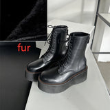 Amozae 2025 new thick-soled women ankle boots non-slip large size short boots female retro women's winter boots motorcycle boots