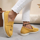 Amozae-New Women Loafers Slip on Ladies Flats Shoes Brand Spring Autumn Casual Flat Shoes Leather Cashmere Single Shoes Plus Siz 43