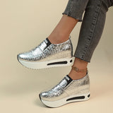 Amozae-Patent Leather Platform Loafers Shoes for Women 2024 Spring Light Gold Silver Sneakers Woman Plus Size 42 Slip On Casual Shoes