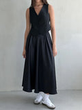 Amozae High Quality Half Length Skirt for Women In The 2024 Summer, Elegant and Elegant, High Waisted Satin Color Long Skirt