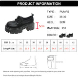 AMOZAE- - Sophisticated Style Black Patent Leather Oxford Chunky Platform Pumps