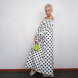 Amozae-Gymystars Women's Stylish Polka Dot Long Dress Elastic Off-the-shoulder Long Sleeve Loose Fit Streetwear Dress Casual Outfits