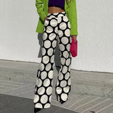 Amozae-2024 Fashion Polka Dot High Waist Straight Pants for Women Spring and Summer Casual Streetwear Full Length Trousers