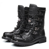 Amozae-Winter Men Motorcycle Boots 2022 New Fashion Mid-Calf Punk Rock Punk Shoes Mens PU Leather Black High top Mens Casual Boot 38-46