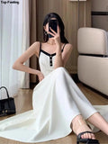 Amozae-Elegant Solid Midi Dress 2 Piece Set Office Lady Chic Suit Spring Short Jacket Sleveless A-line Dresses Outfits Korean Clothes