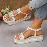 Amozae-Fashion Rhinestone Platform Sandals Women Summer 2025 Thick Sole Non Slip Beach Shoes Woman Shiny Crystal Bohemian Sandals Mujer
