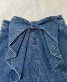 Amozae-Spring and Autumn Blue Back Big Bow Dyed Wide Leg Pants for Sweet Girl Retro Versatile Casual American Micro Horn Trendy Jeans