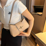 Amozae-Vintage PU Leather Shoulder Bags for Women 2024 Classic Y2K Small Purse Luxury Brand Female Handbags Daily Ladies Underarm Bag