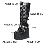 Amozae-Punk Women Boots Ladies Cosplay High Boots Comfort Long Tube Leather Boots Black Platform High Wedges Women Shoes Gothic Style