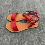 AMOZAE-- Fashionable Flat Heel Roman Sandals with Clip Toe