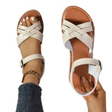 Amozae-2024 High Quality Ladies Shoes Buckle Strap Women's Sandals Fashion Plus Size Casual Sandals Women New peep toe Flat Sandals