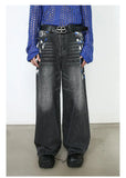 Amozae-American style high street retro graffiti women jeans Ins Harajuku men and women hip-hop goth wide leg pants baggy jeans