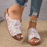 Amozae-Fashion Floral Printed Women's Slippers Summer Soft Sole Comfort Wedges Sandals Woman Lightweight Non Slip Casual Beach Slides
