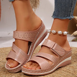 Amozae-Comfortable Women's Wedge Sandals Solid Color Casual Platform Slippers Woman 2025 Summer Fashion Non Slip Beach Slides Plus Size