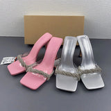 AMOZAE-- High Heel Sandals with Bling Crystal