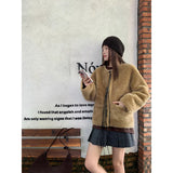 Amozae-Autumn Casual Outfits Amozae-Round Neck Woven Leather Jacket Cow Horn Buckle Women's Fur Coat