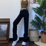 Amozae-New Spring Autumn Hot Girl Harajuku Black Irregular Metal Chain Pants Streetwear High Waist Casual Fashion Hip Hop Trouser