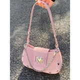 Amozae-New Fashion Shoulder Bag 2024 PU Bags for Women Sweet Cool Subculture Pink Crossbody Bag сумка Bolsas